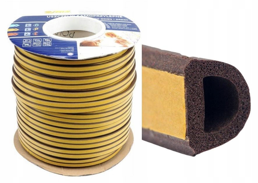 USZCZELKA DO OKIEN I DRZWI PROFIL D BRĄZOWA 100M