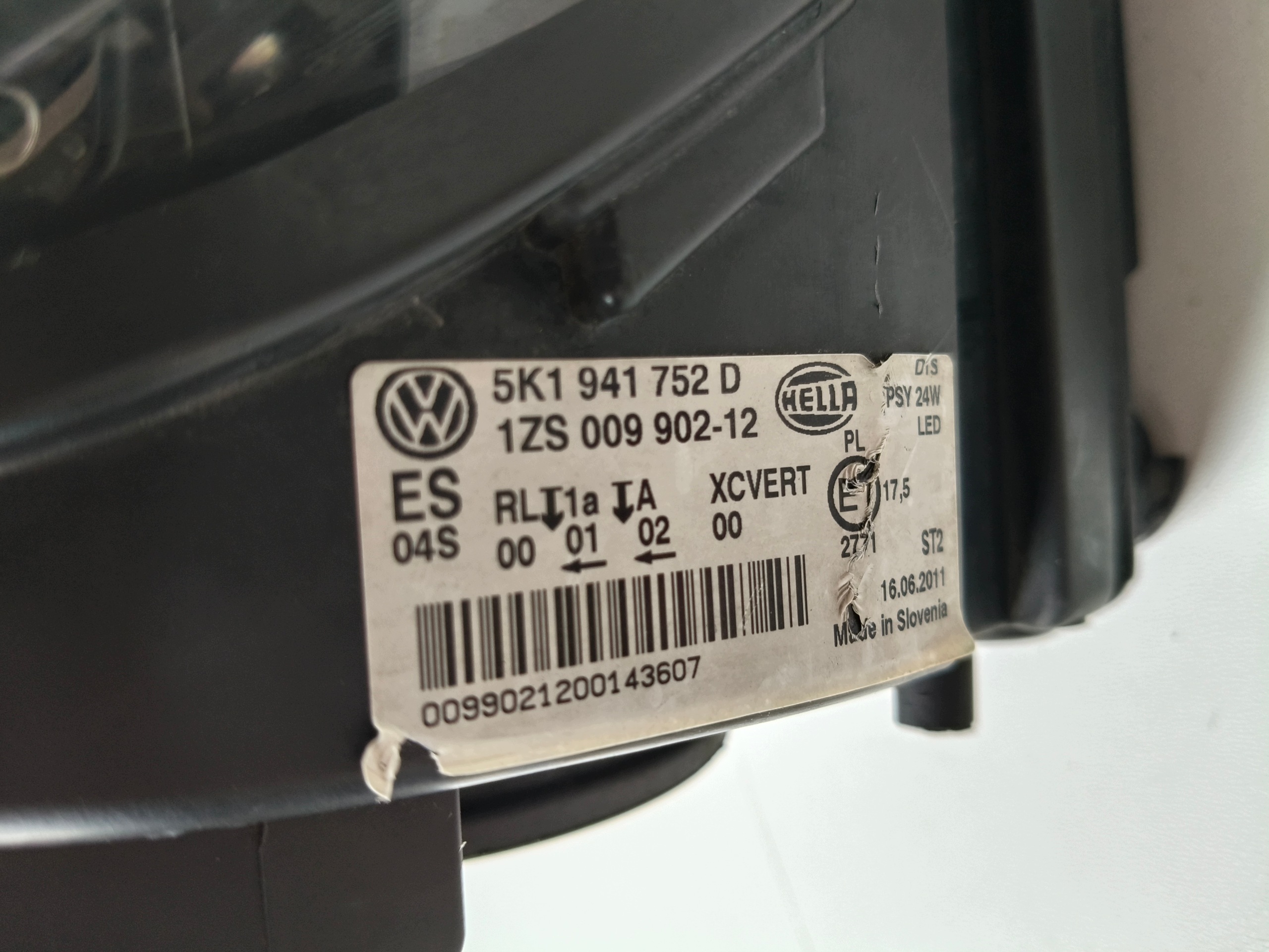 light right REFLEKTOR VW GOLF VI 6 5K 5K0 08-12 XENON LED positioning