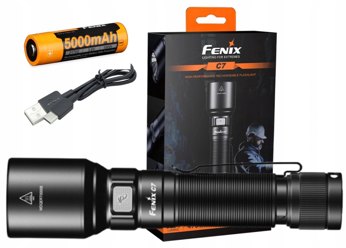 Latarka taktyczna Led Fenix C7 mocna 3000 LM zasięg 470 m