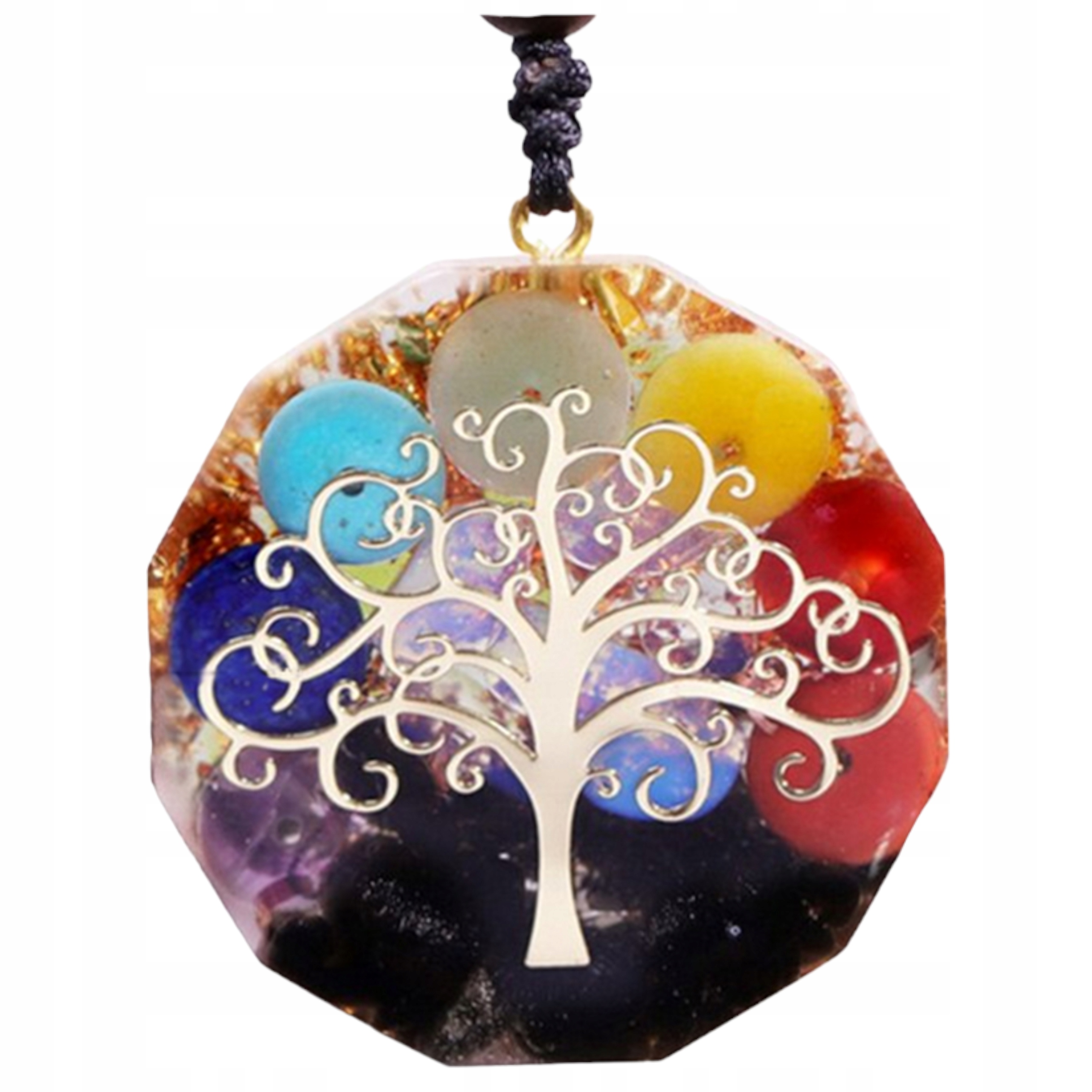 Naszyjnik Żywica Orgonit Opal Natulalny Kryształ Agat Jaspis Cytryn Ametyst