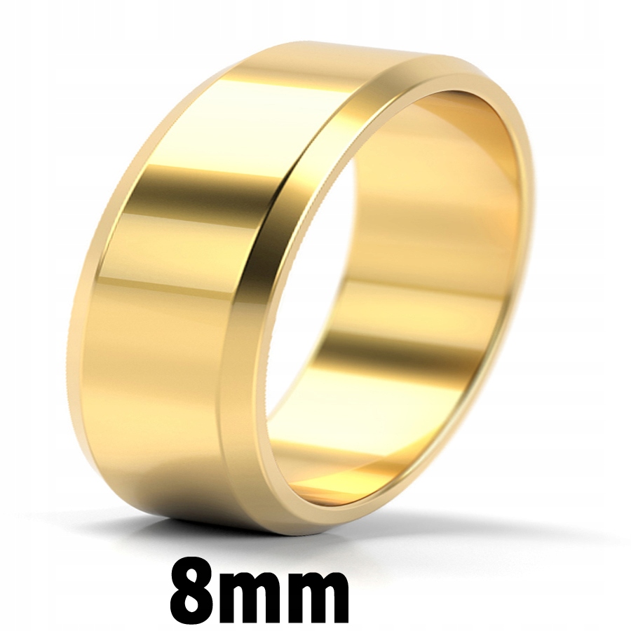 ZŁOTE OBRĄCZKI ŚLUBNE FAZOWANE 8MM 585 KRF