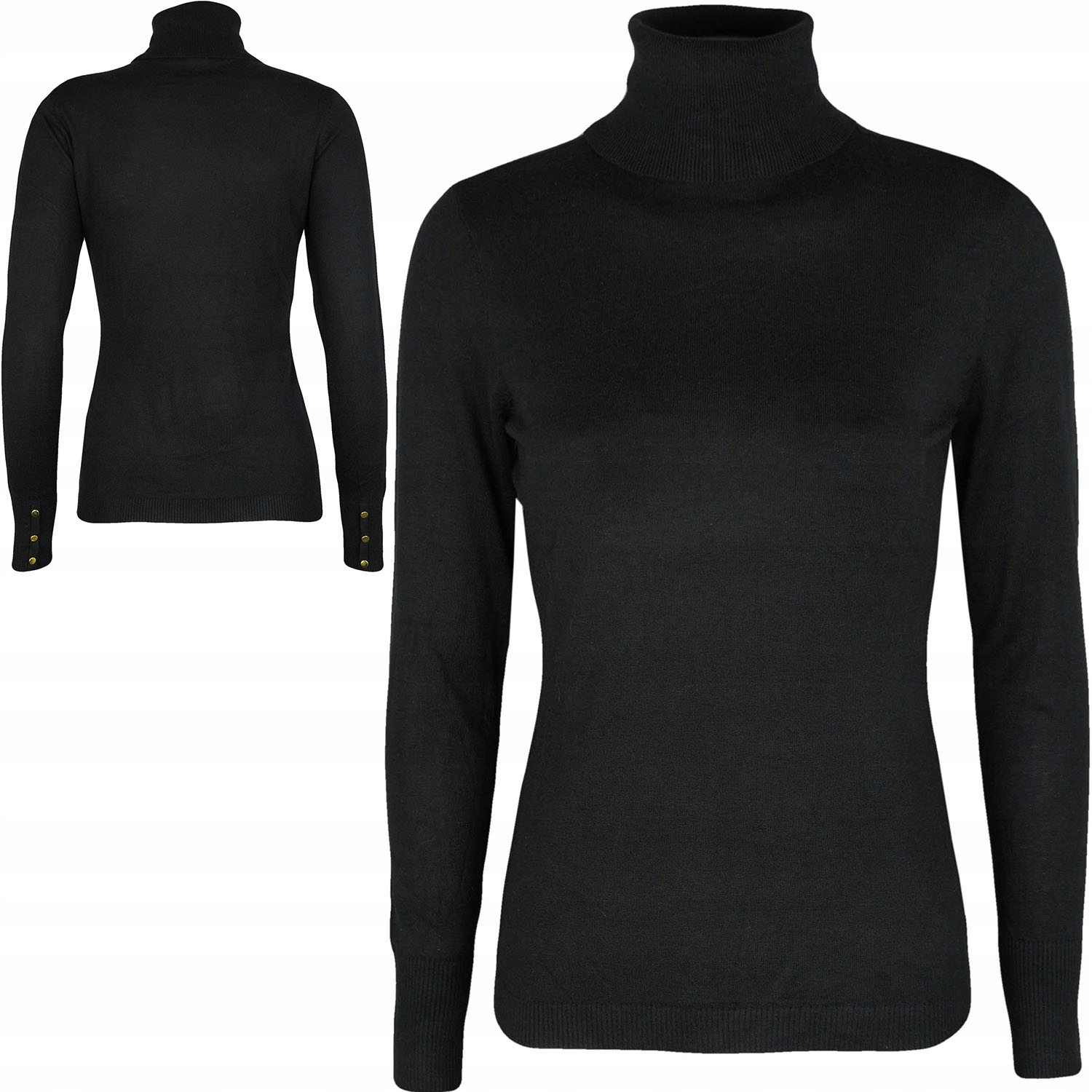 

H&m Czarny Lekki Sweter Golf Wełna Guziki M 38