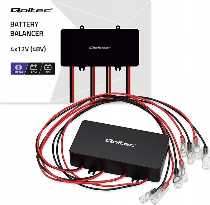 Vyrovnávač napätia Qoltec 48V pre 4 x 12V 10A LiFePO4 Agm gélové batéri