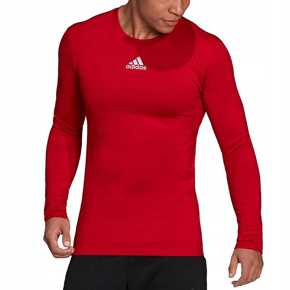 Adidas Męska Termiczna Bluza Koszulka Podkoszulka Termoaktywna Czerwona