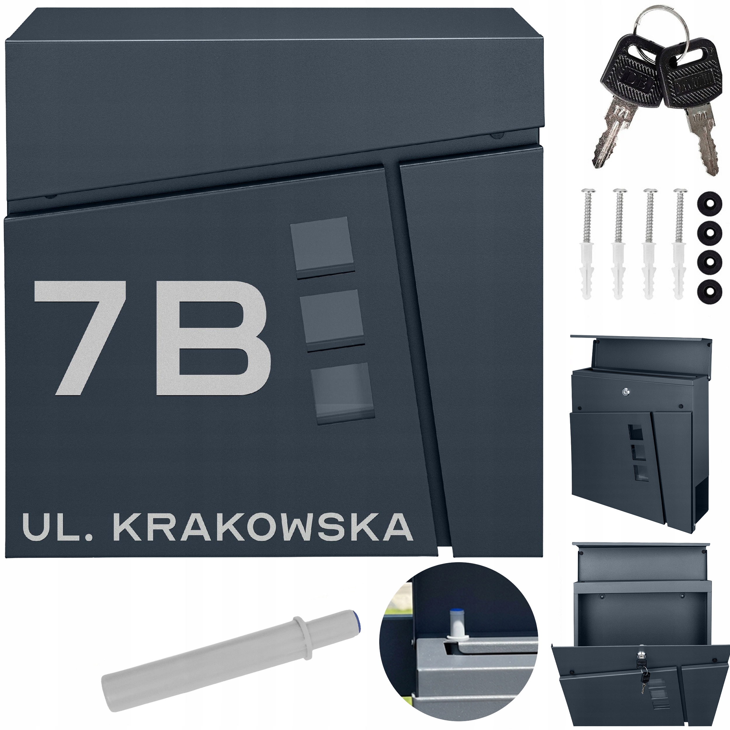 Velká Poštovní Schránka Na Dopisy S Číslem Domu Antracit Ocel Ulice Číslo