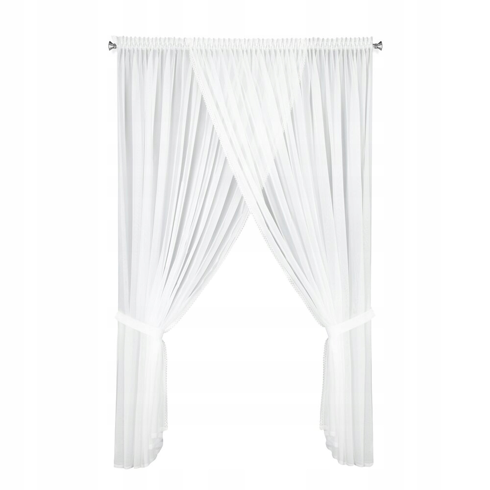 Hotová záclona na pásku Caroline 400x250 Eurofirany bílá z voálu s krajkou