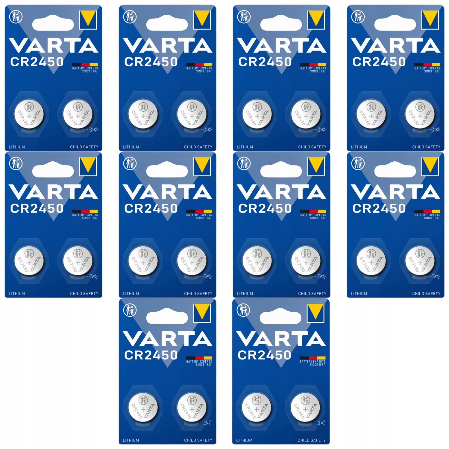 Varta Cr 2450 Lithiová knoflíková pastilková baterie pro dálkové ovládání 3V 2ks x10