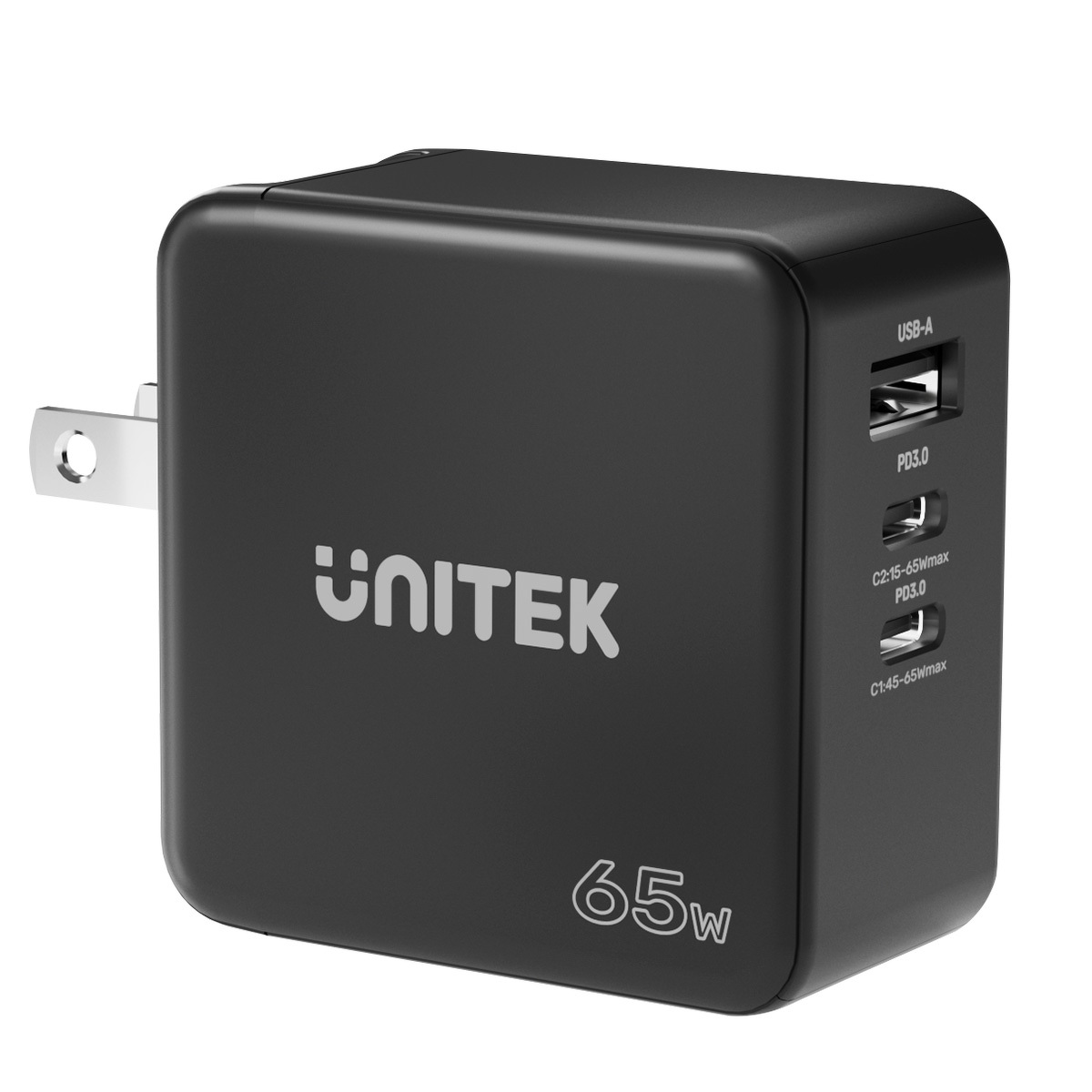 P1117B Unitek Nabíječka GaN Pd 65W 3xUSB Unitek