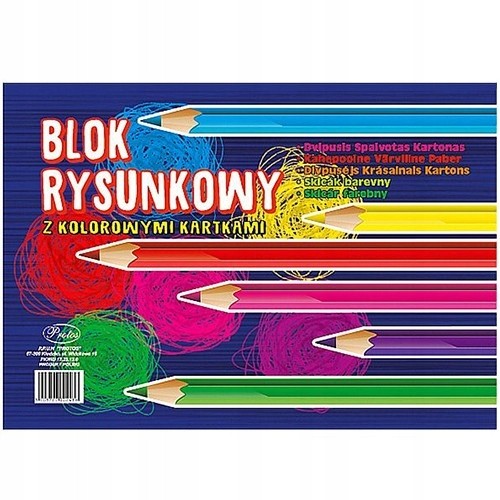 Blok rysunkowy kolorowy A4 16 ark. 80g/m Protos