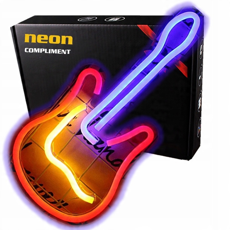 

Neon Led Duży Usb Na ścianę muzyczny Gitara