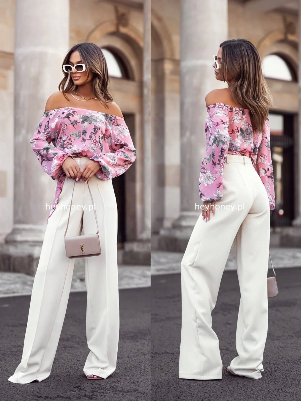 Kalhoty s širokými nohavicemi Belcher Béžové L