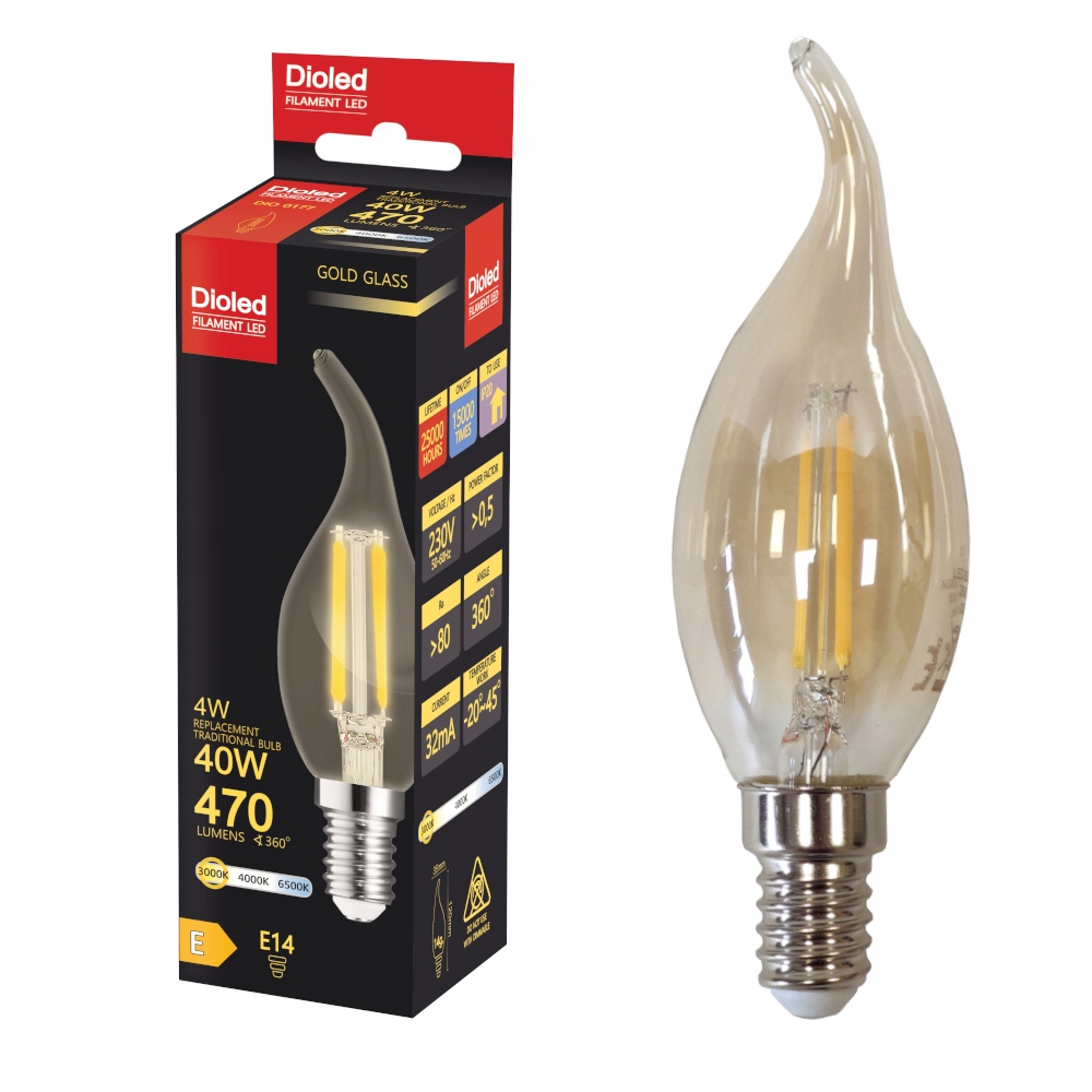 

Żarówka Led E14 4W 470lm świeczka filament retro