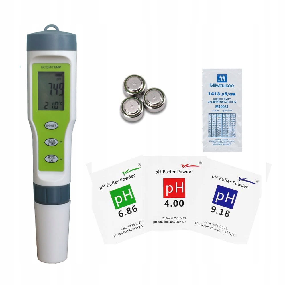 Elektronický kombo měřič 3v1 pH, Ec, teplota roztoku 1.00-14.00pH
