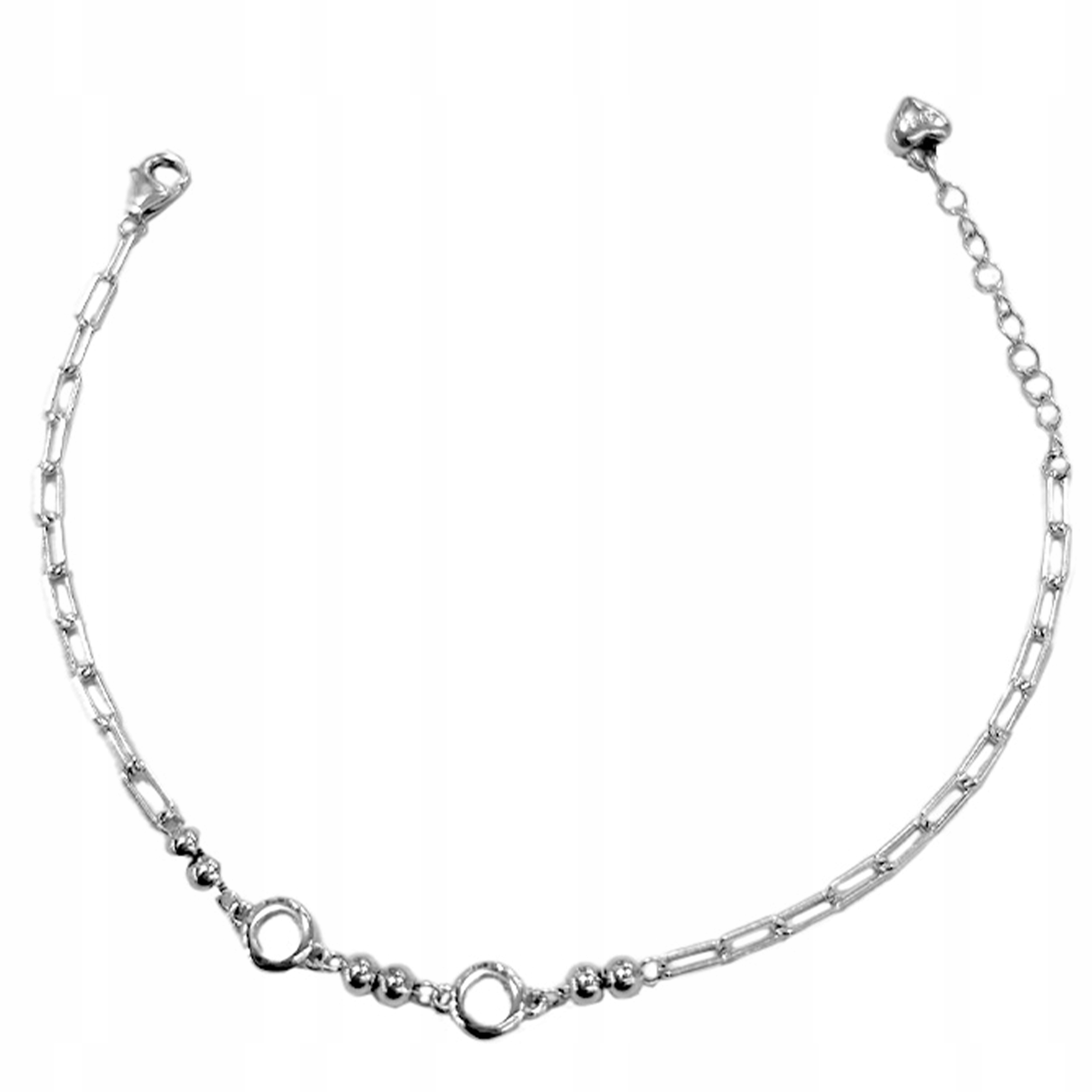Náramek ze stříbra 925 kroužky s kuličkami na řetízku dárek