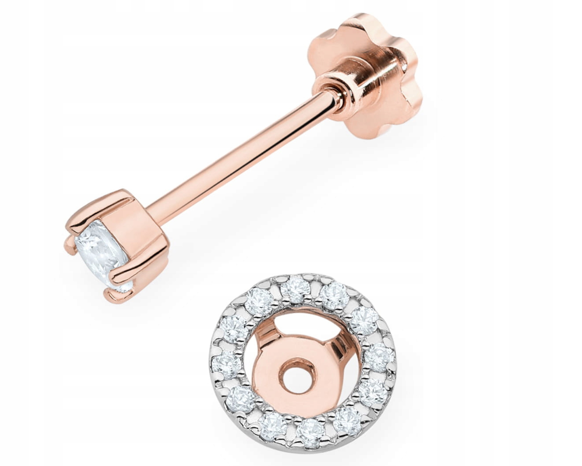 Růžové Zlato Náušnice 1 Kus Helix Diamanty Brilianty Lab 585