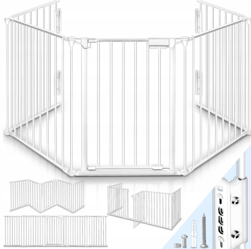 Ochranná bránka do krbu pre deti biela – dĺžka 540 cm