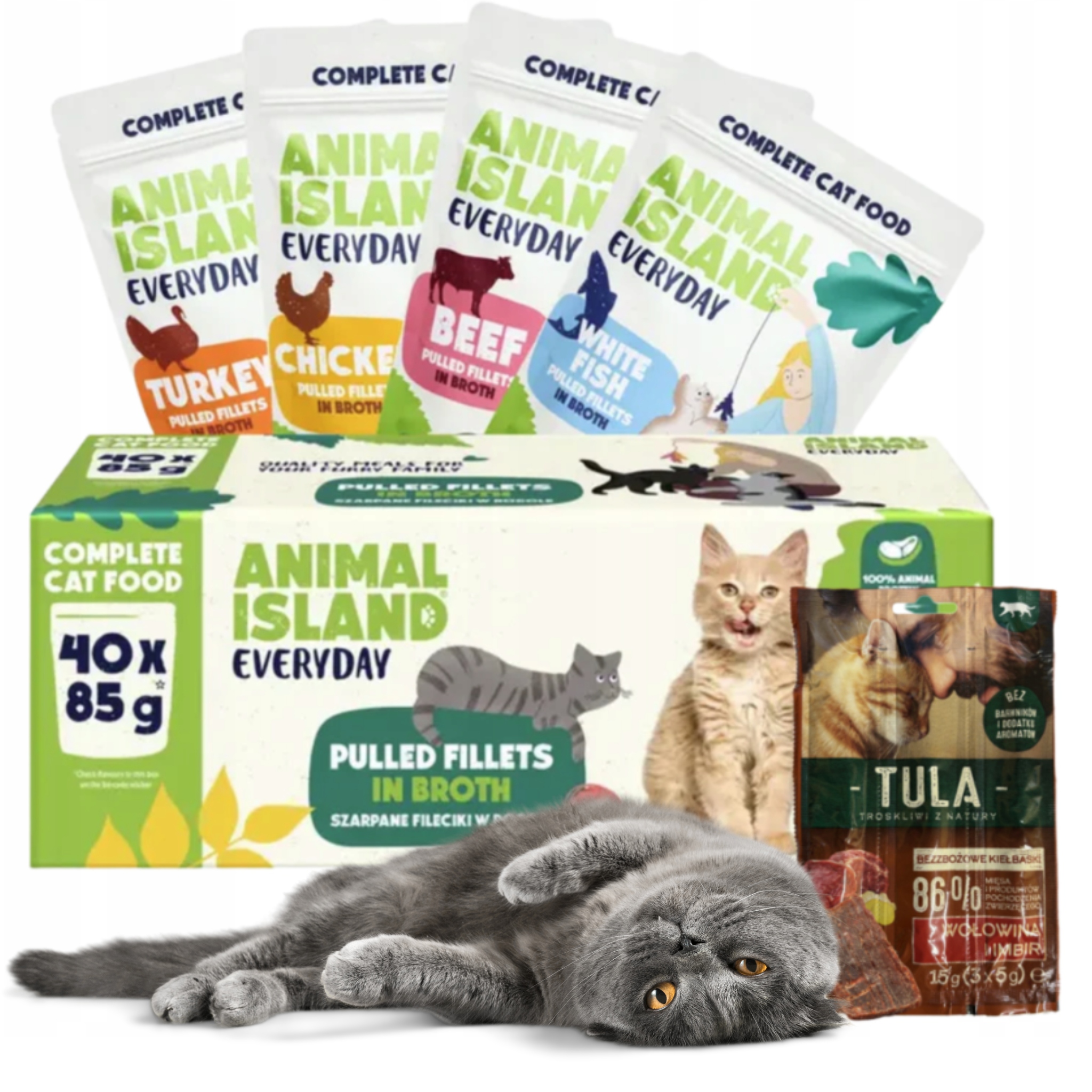 Mokra karma dla kota saszetka bezzbożowa MIX Animal Island 85g x 40