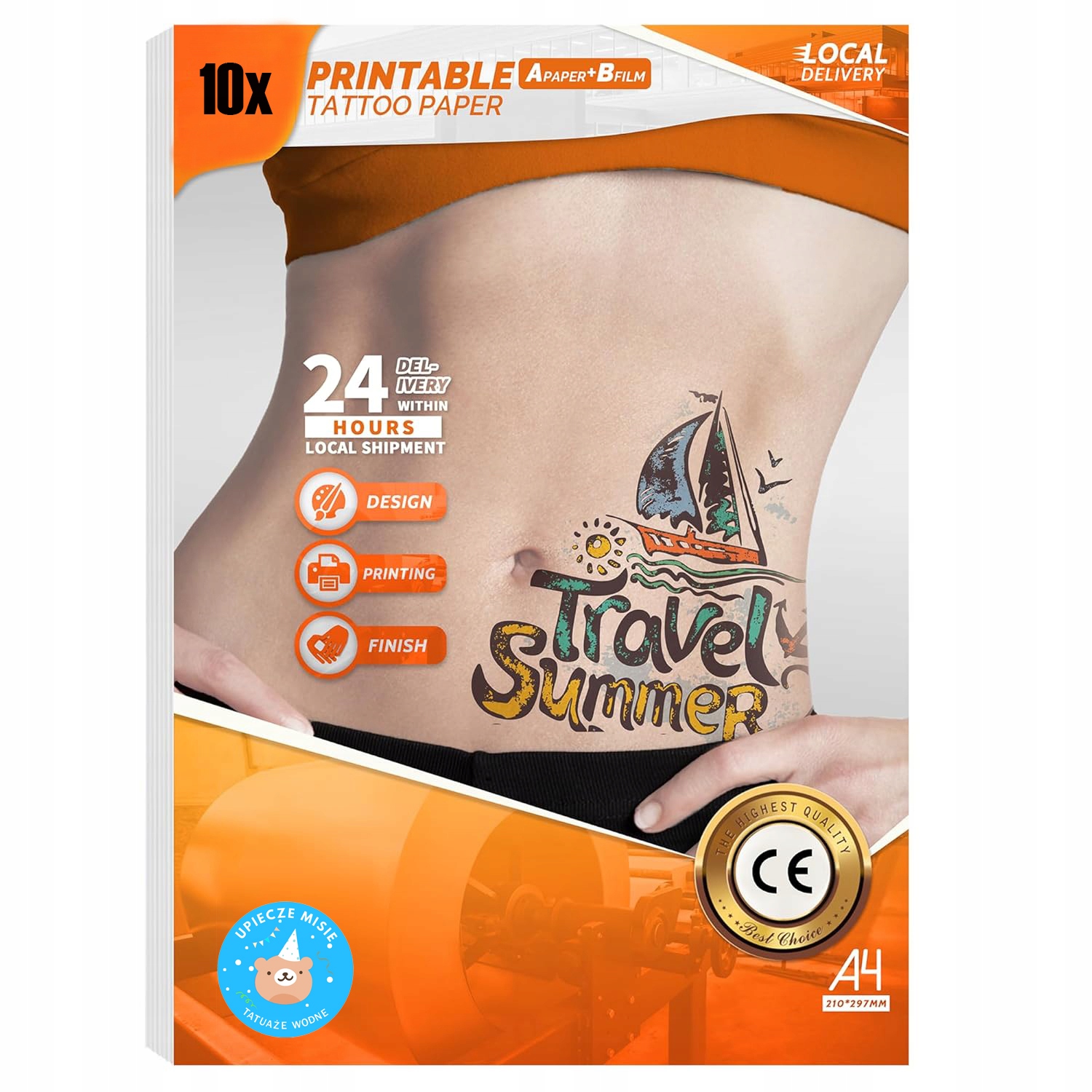 A4 Papír Fólie Pro Dočasné Tetování Laserové Tiskárny, Velmi Odolný, 10 listů
