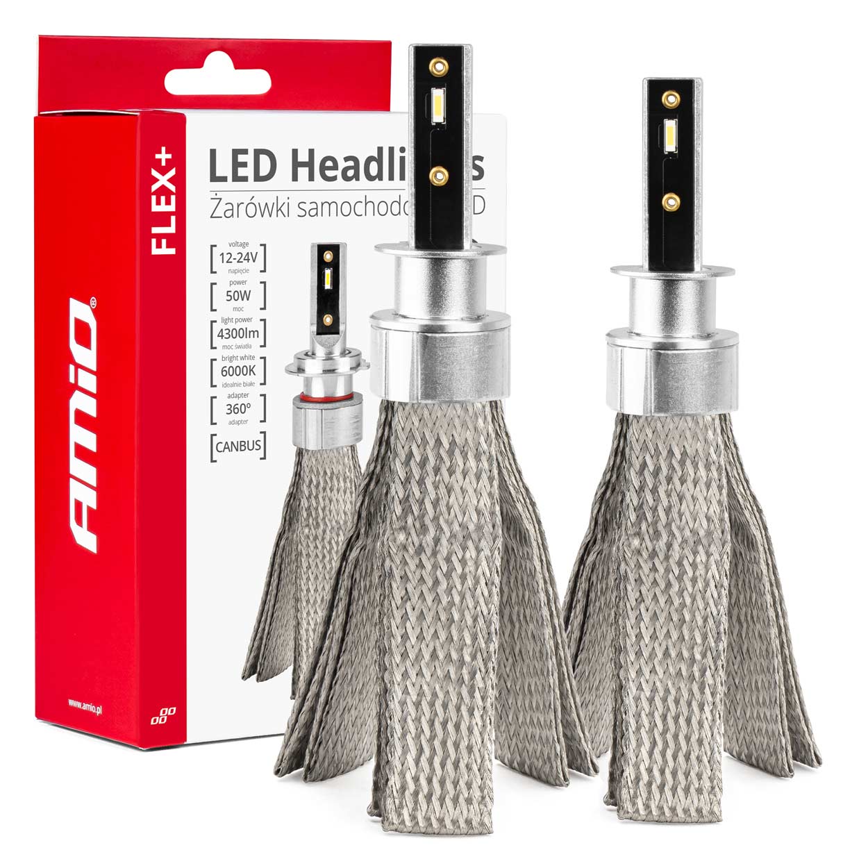 Led automobilové žárovky Flex H1 12v 24v 6000k AMIO-03655