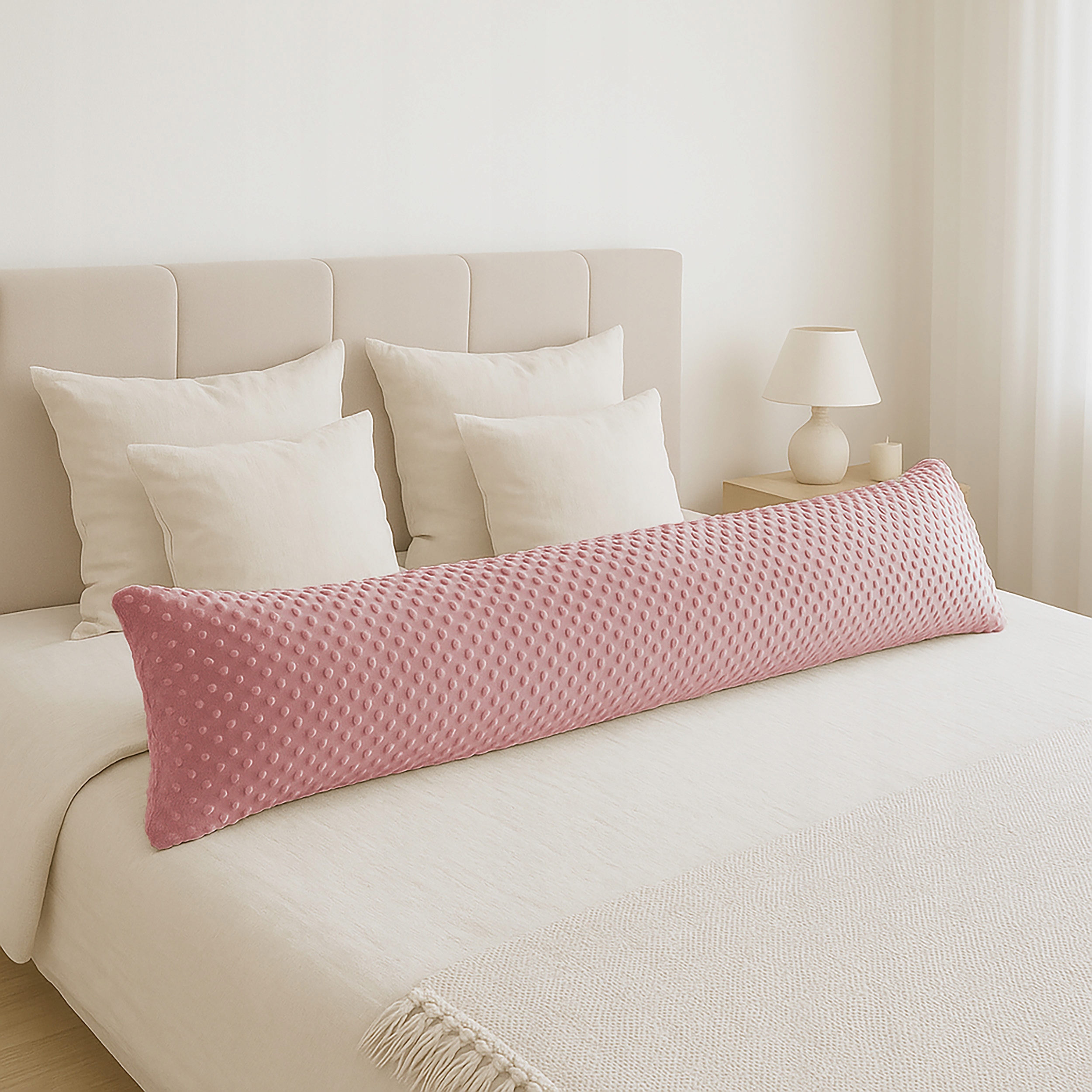 Long polštář s polštářkem 40x145 na spaní na Boku Břicha ozdobný Minky W96