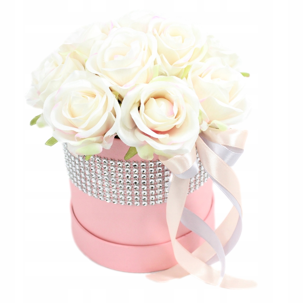 Květinová dekorace voňavá flower box Růžová květinová krabička glamour