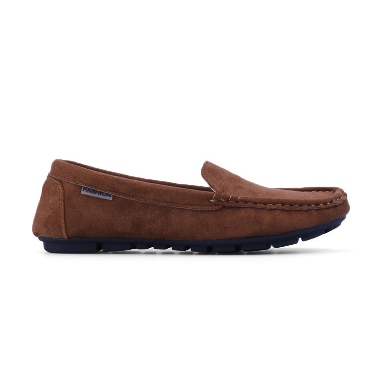 Brązowe Mokasyny Damskie Półbuty Wsuwane Wk. Ekoskóra Zamszowe