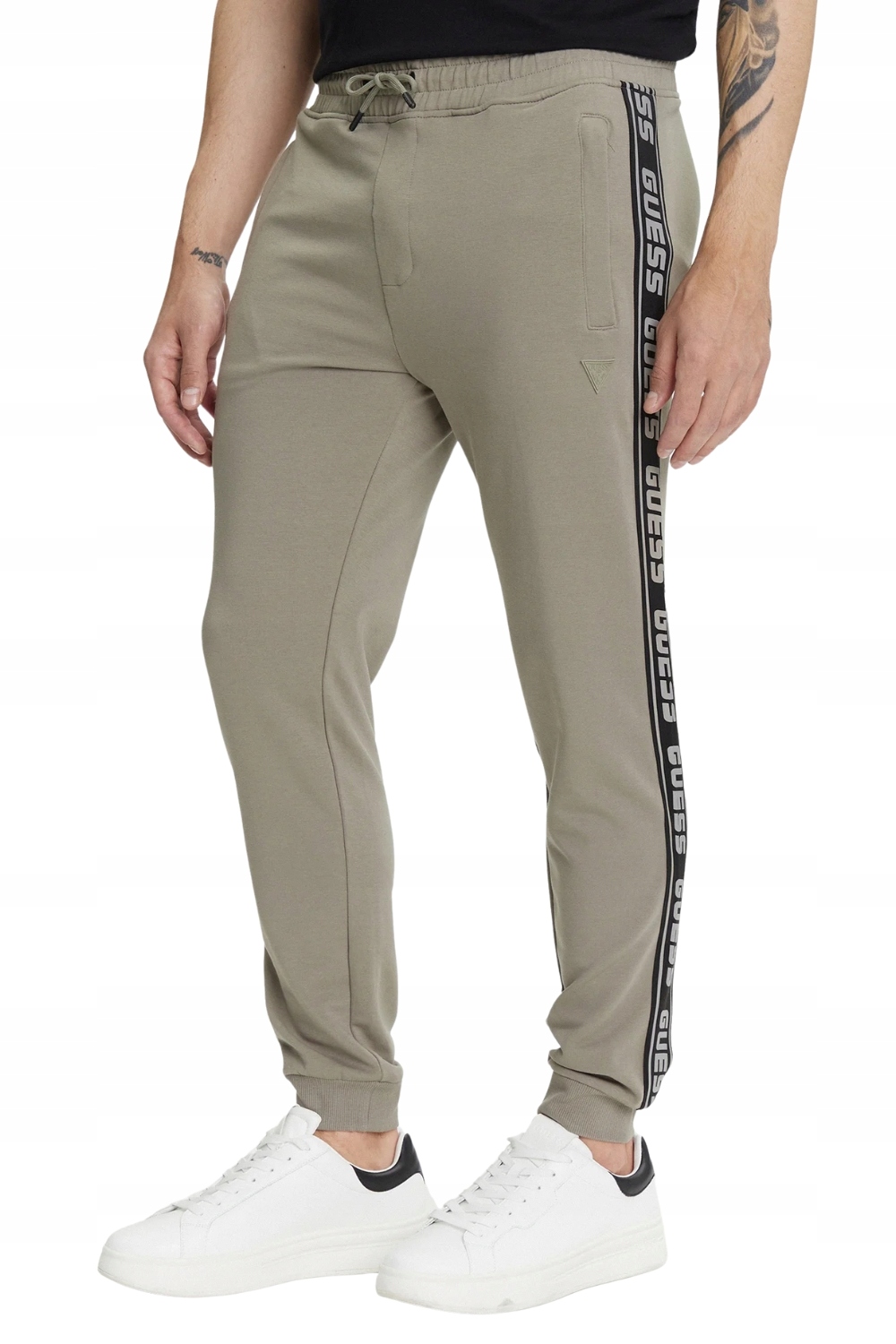 Guess Zelené pánské tepláky s lampasy New Arlo M