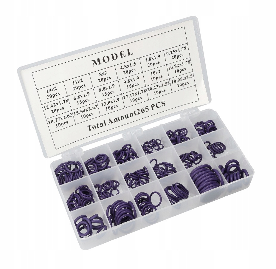 Zestaw oringów zamiennik Magneti Marelli fioletowych klimatyzacja 256 sztuk Marka Invento