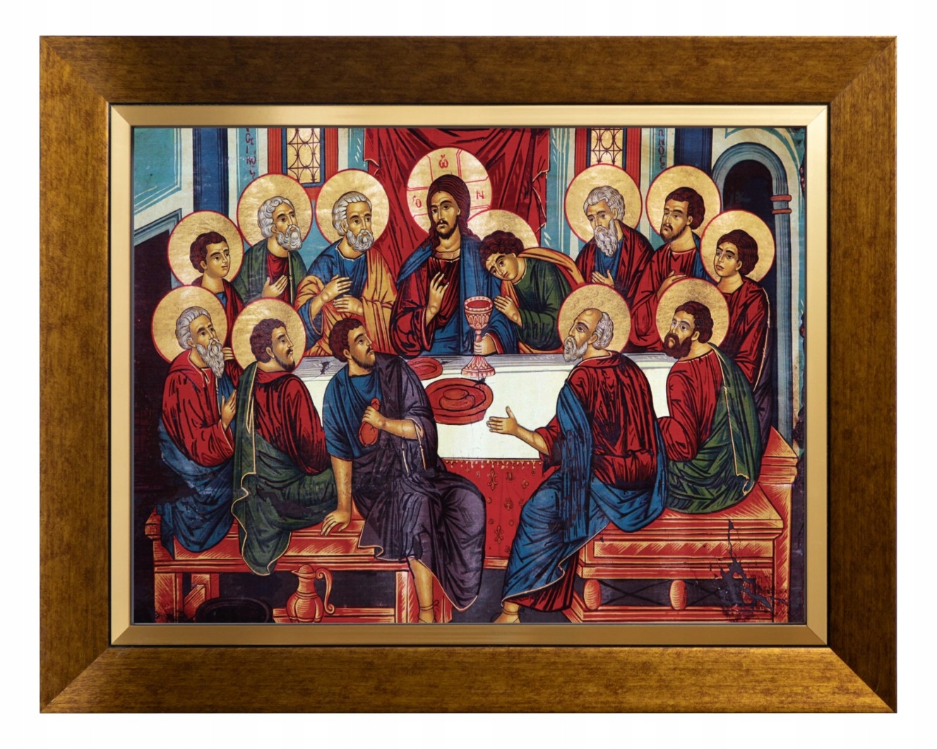 Poslední Večeře Sakrální Obraz Ozdobné Zlaté Plátno 30X40