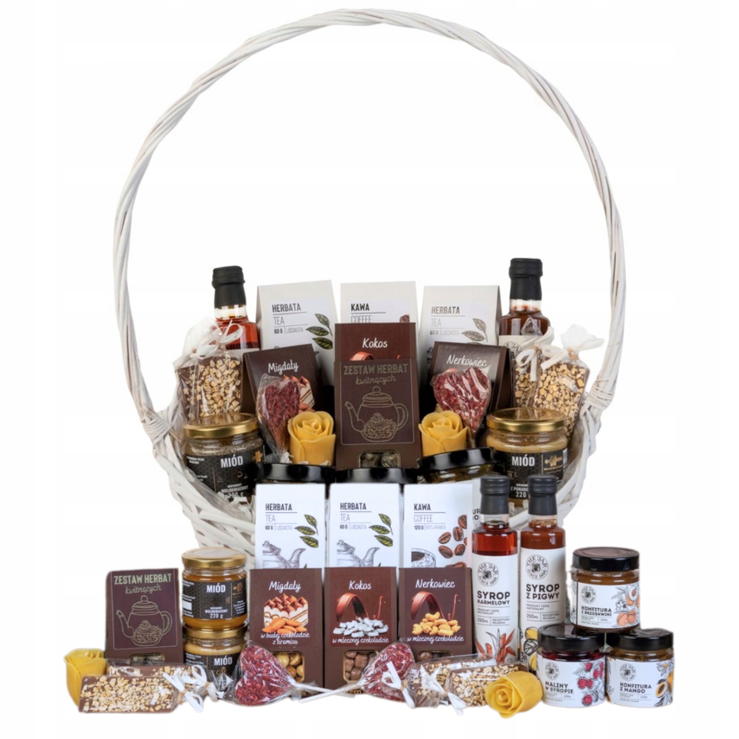 Levně Dárkový Koš Velký Set Čajů Kvetoucí Medy Sladkosti Narozeniny Svatba