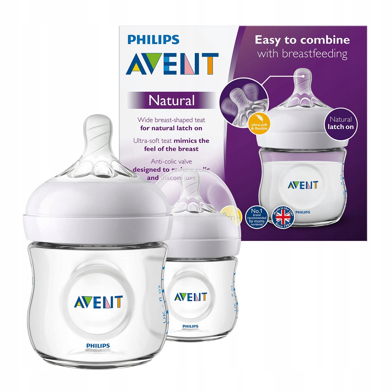2 x Philips AVENT Butelka dla niemowląt 125ml 0m