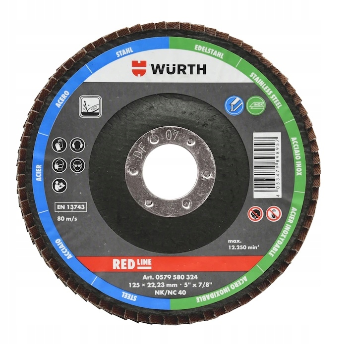 Wurth Lamelový brusný kotouč Lamelka P40 125 mm 22,2 Ocel 10 Ks