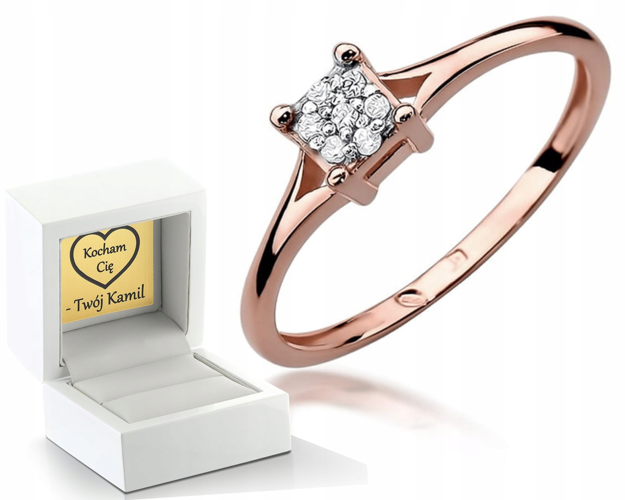 Prstýnek S Brilianty Růžové Zlato Gravírování 585