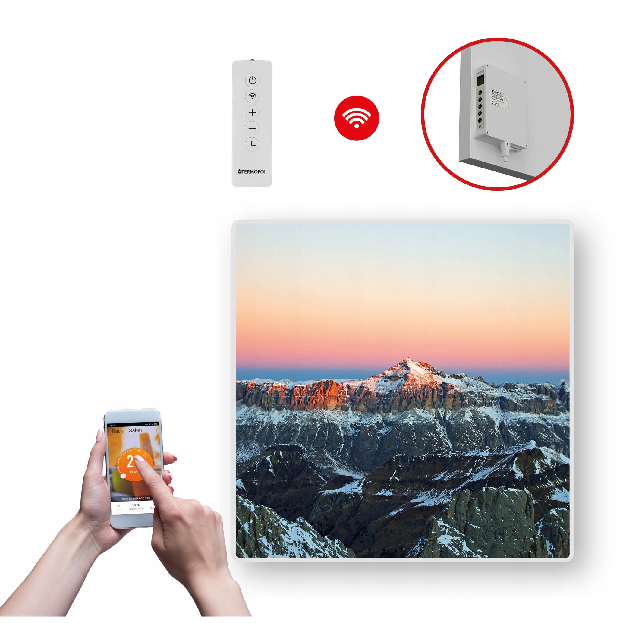 Dekoračný infračervený Vykurovací Panel s výkonom 350 W a Wifi