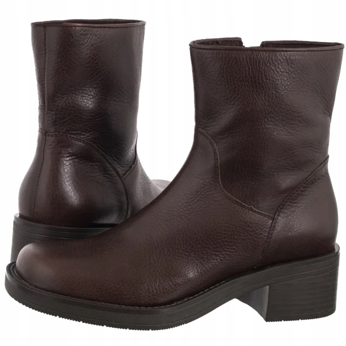 Dámské Kožené Boty Kotníkové Boty na Podpatku Ryłko Hnědé E3VK4___ _2TQ