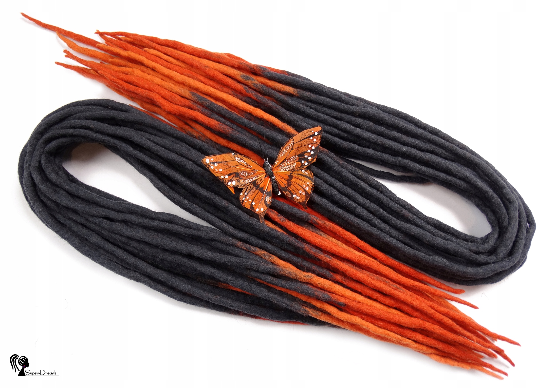 Dredloky Dredy vlněné, šedé oranžové, Západ V Marakeši, 10 ks