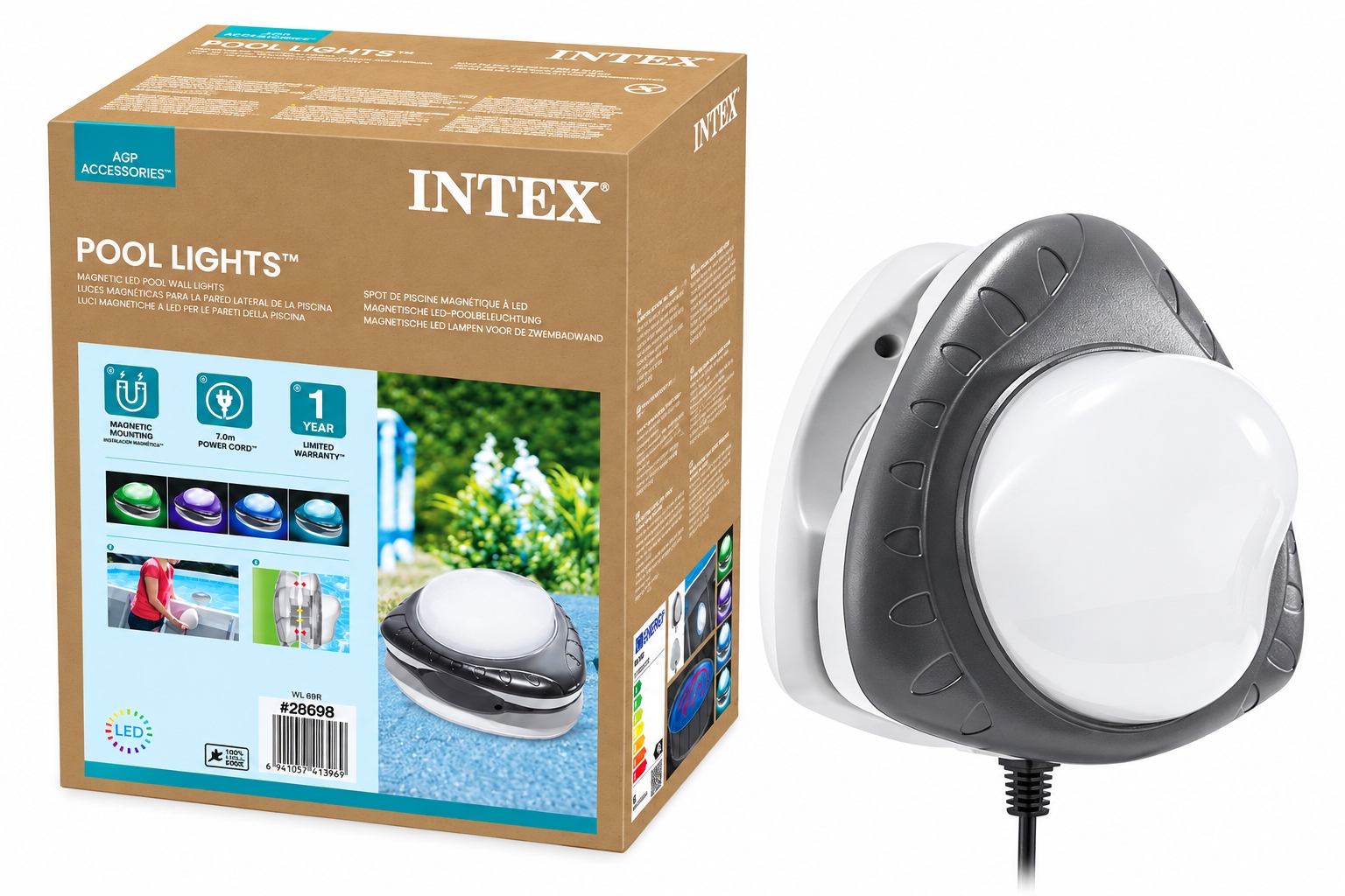 Led Lampa Barva Do Bazénu Magnetická Intex 28698 4 Barev