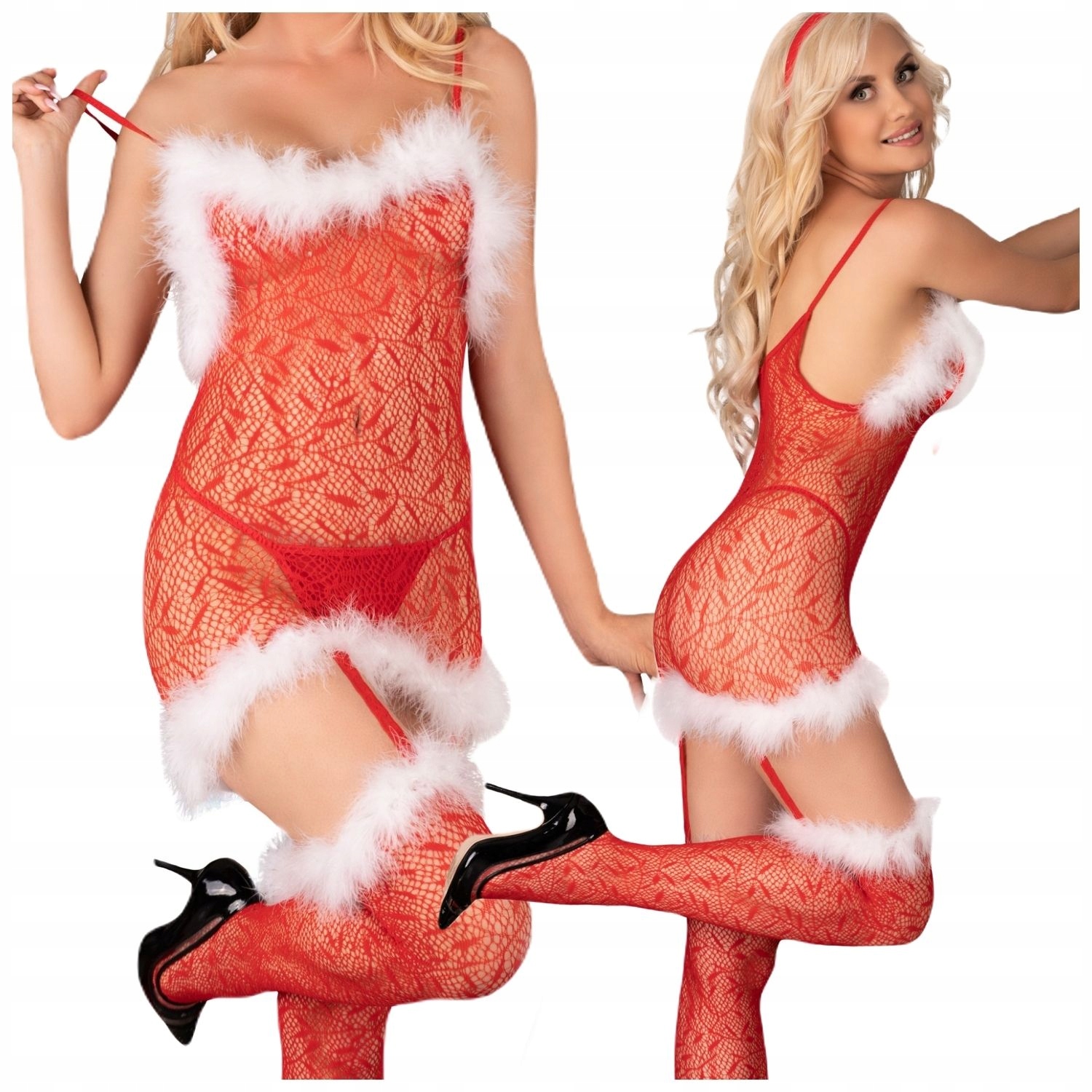 

Bodystocking otwarty krok sexy Mikołajka Śnieżynka