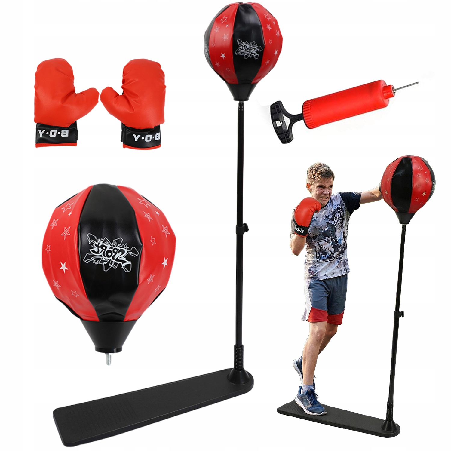 Nafukovací Tréninkový Boxovací Pytel 125 CM S Rukavicemi A Pumpičkou