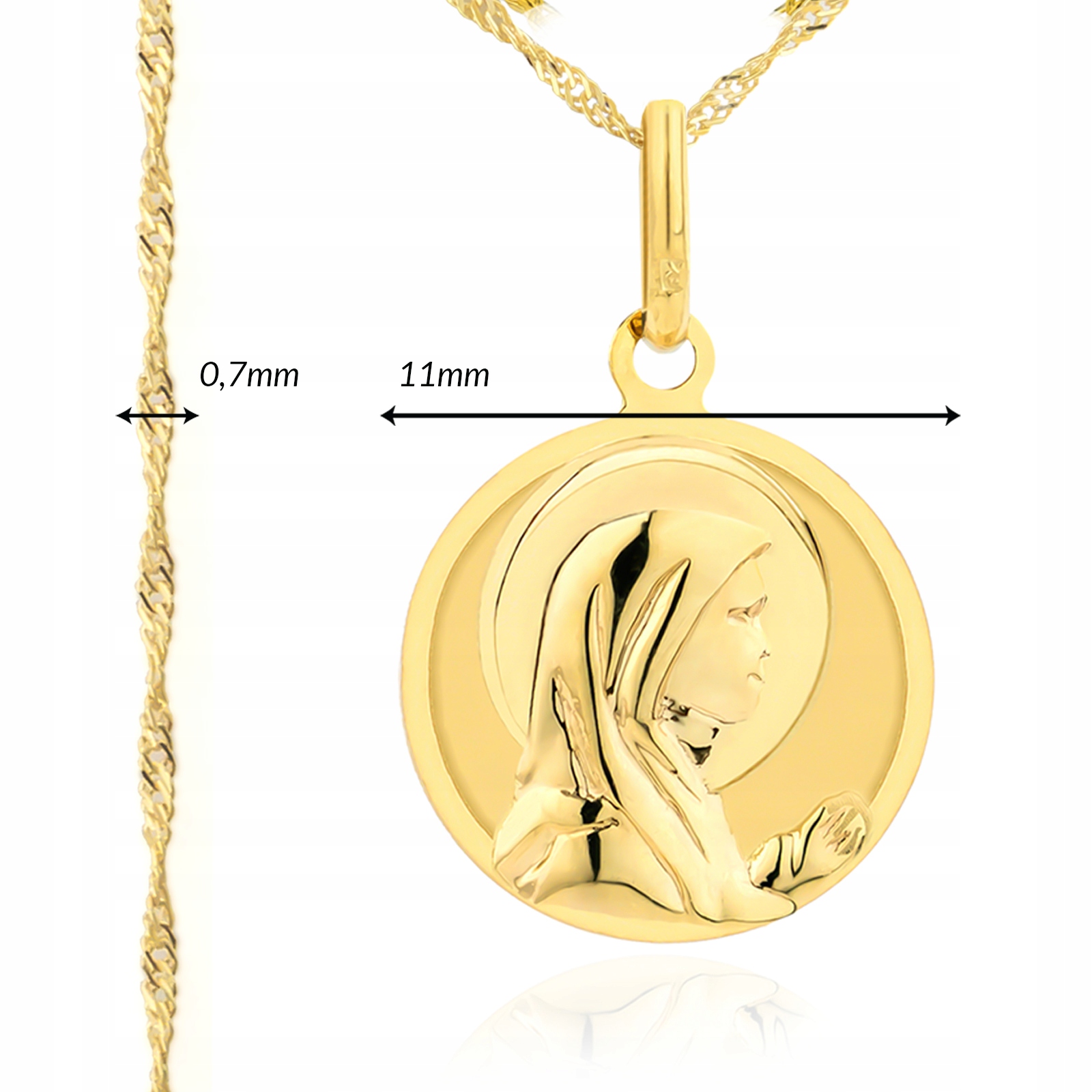 ZŁOTY MEDALIK ŁAŃCUSZEK 585 PREZENT KOMUNIA PAMIĄTKA KOMUNII + GRAWER Marka Inna marka