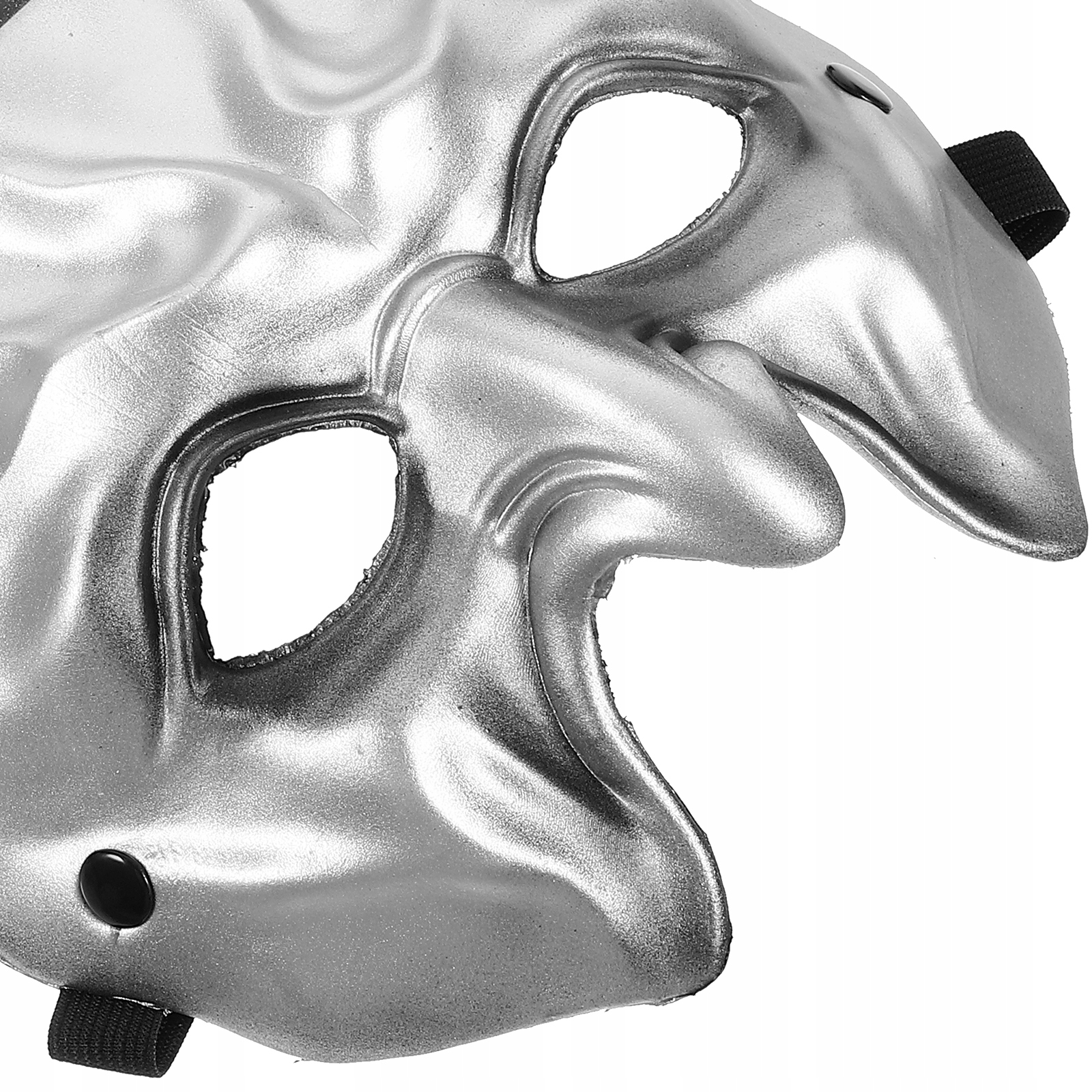 HALLOWEENOWA MASKA ROGOWA MASKA Kolor odcienie szarości i srebra