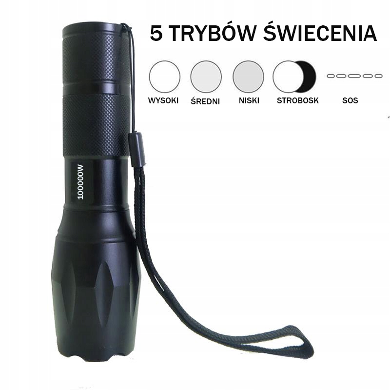 LATARKA LED TAKTYCZNA ZESTAW NA AKUMULATOR Model 910