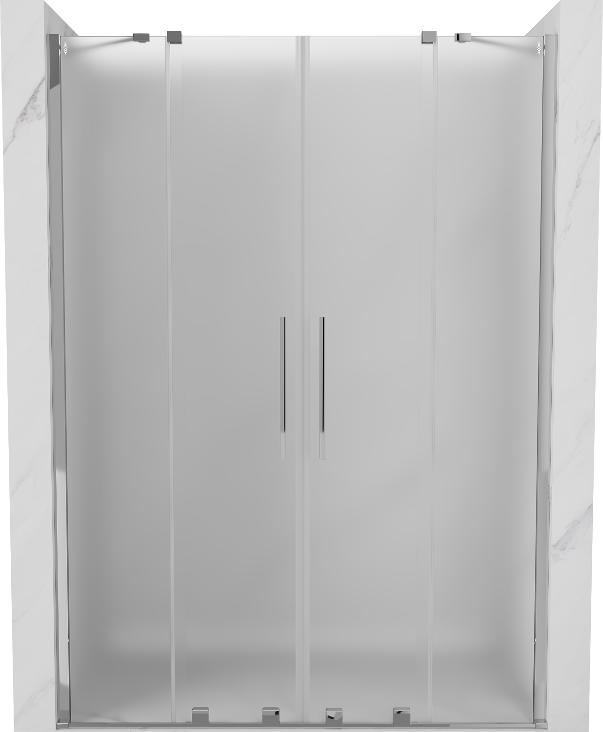 Drzwi prysznicowe przesuwne 150 wnękowe Mexen Velar Duo szron 8 mm chrom