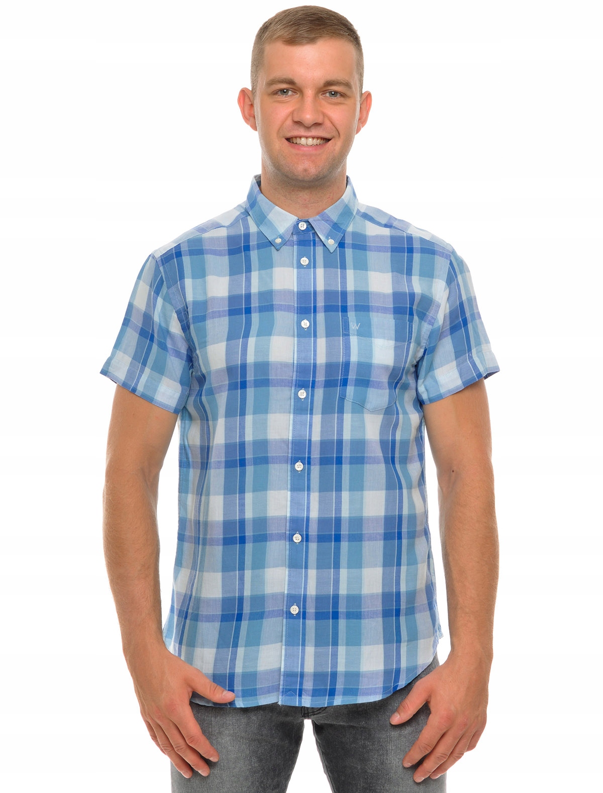 Wrangler košile Blue regular Ss 1PKT Button Down S