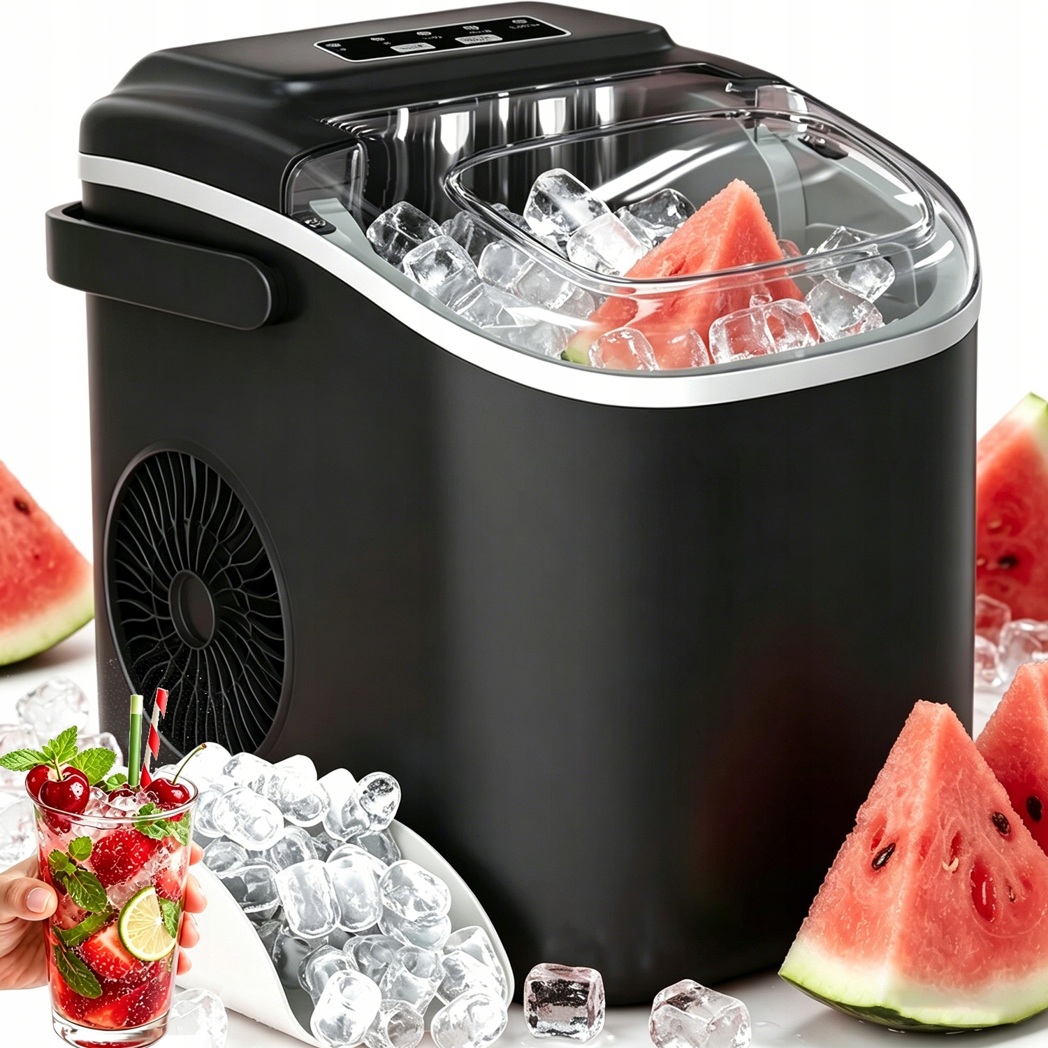 Kostkarka Do Lodu 1,5L Maszyna 6-9MINUT 12KG/24H Inteligentne Lodu Mocna