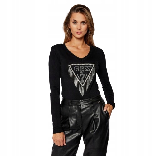 Guess Svetr Černý Klasický S Logem A Dlouhým Rukávem Xs 2Z1