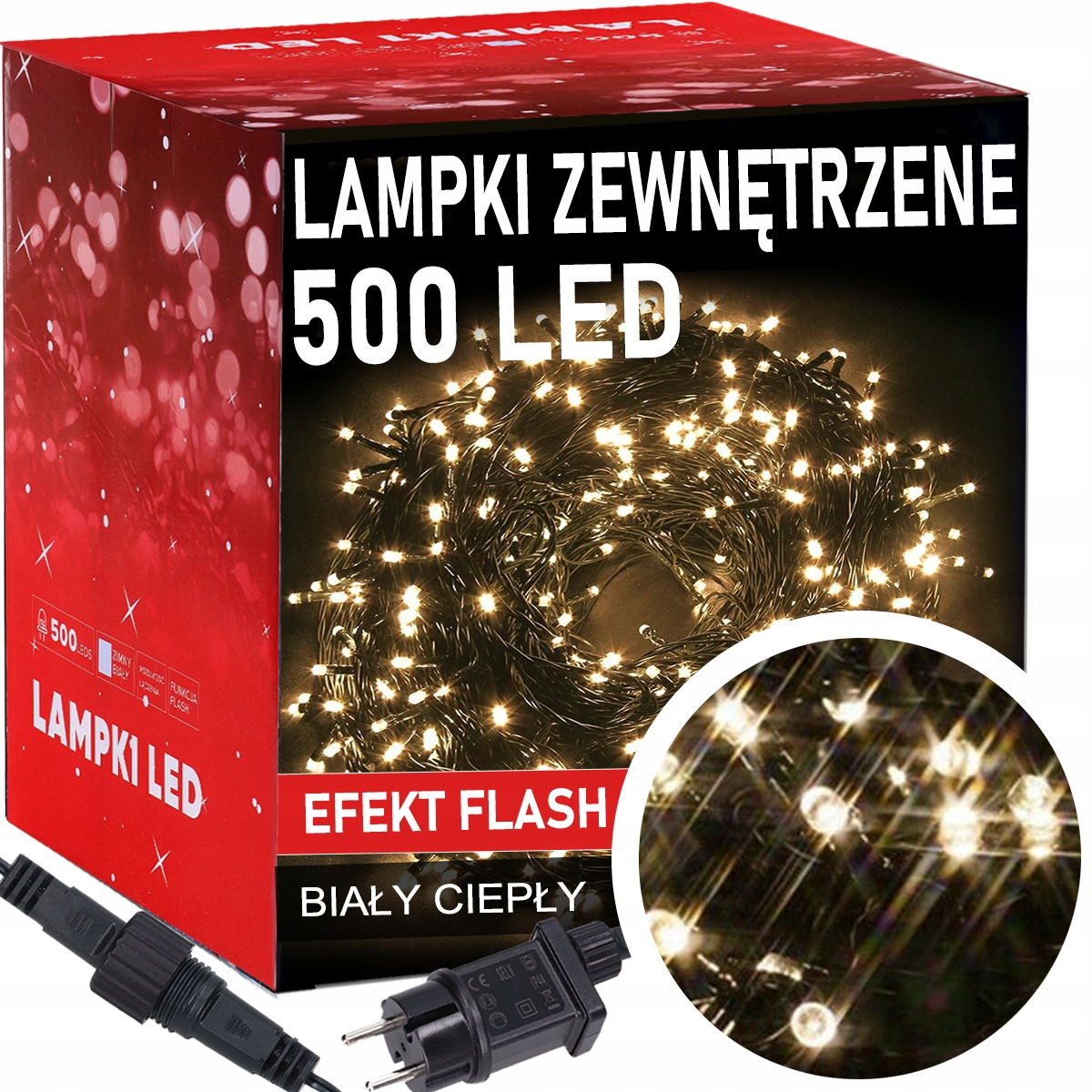 

Lampki Choinkowe 500 Led Flash Białe Ciepłe
