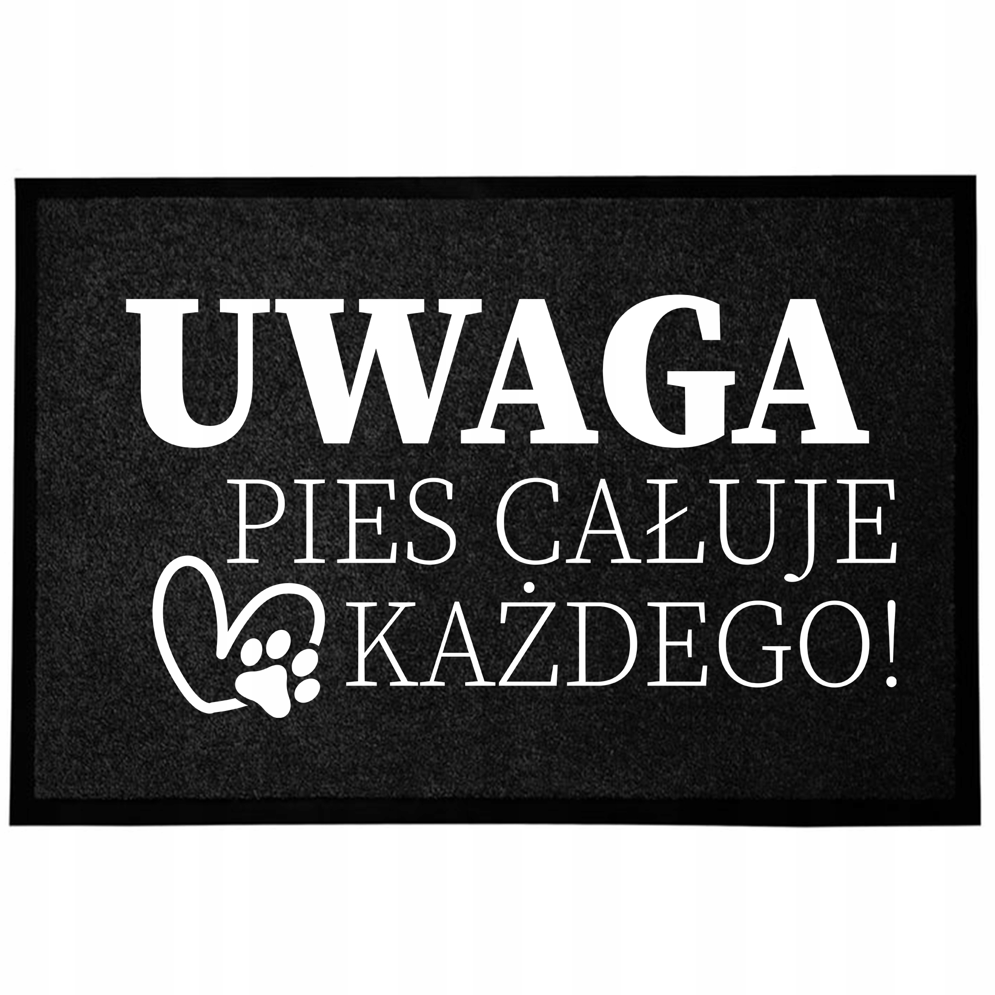 Wycieraczka Wejściowa Czarna Do Domu Dekoracyjna Pies Całuje 60X40