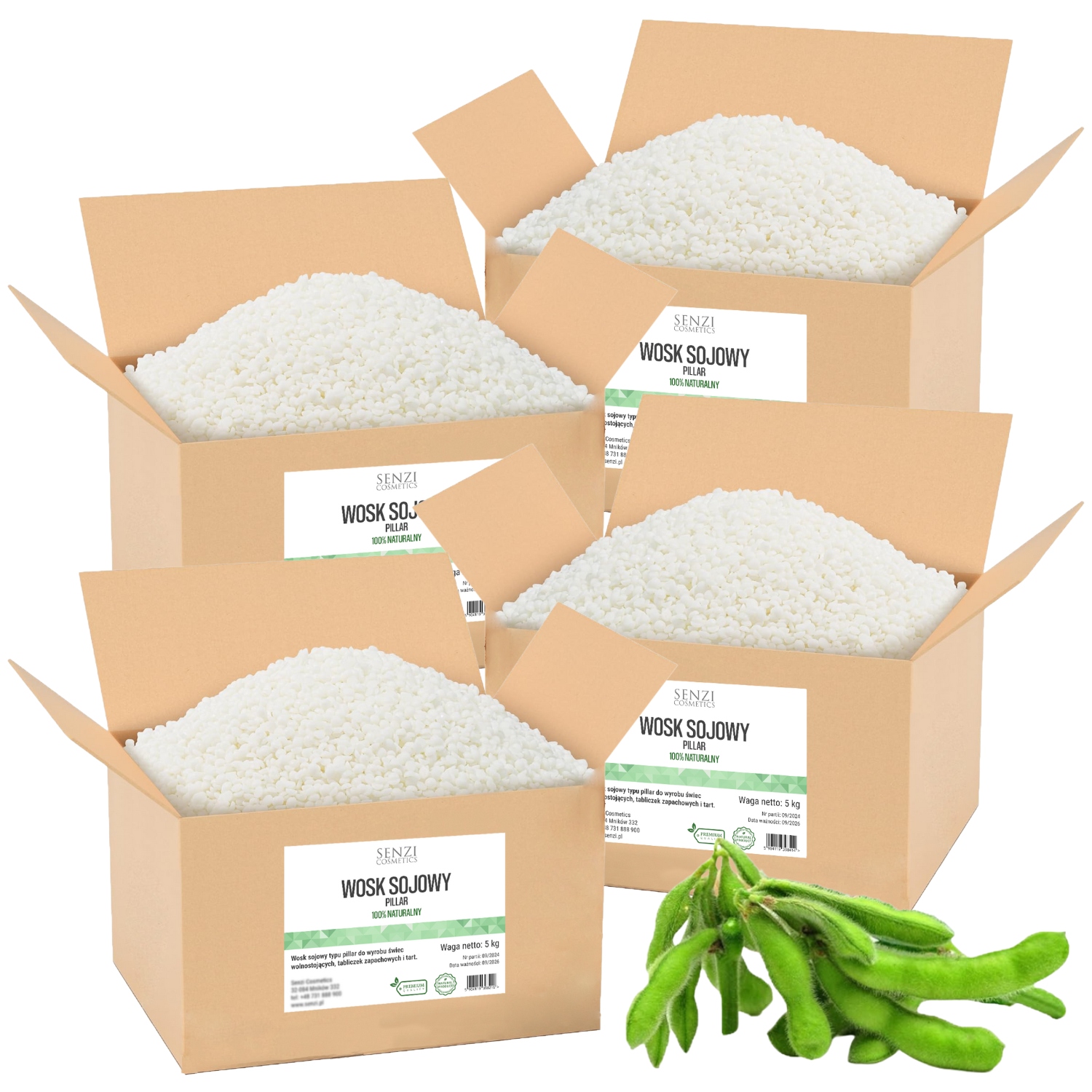 Vosk Sojový Pillar pro volně stojící svíčky Přírodní Premium pastilky 4x5kg