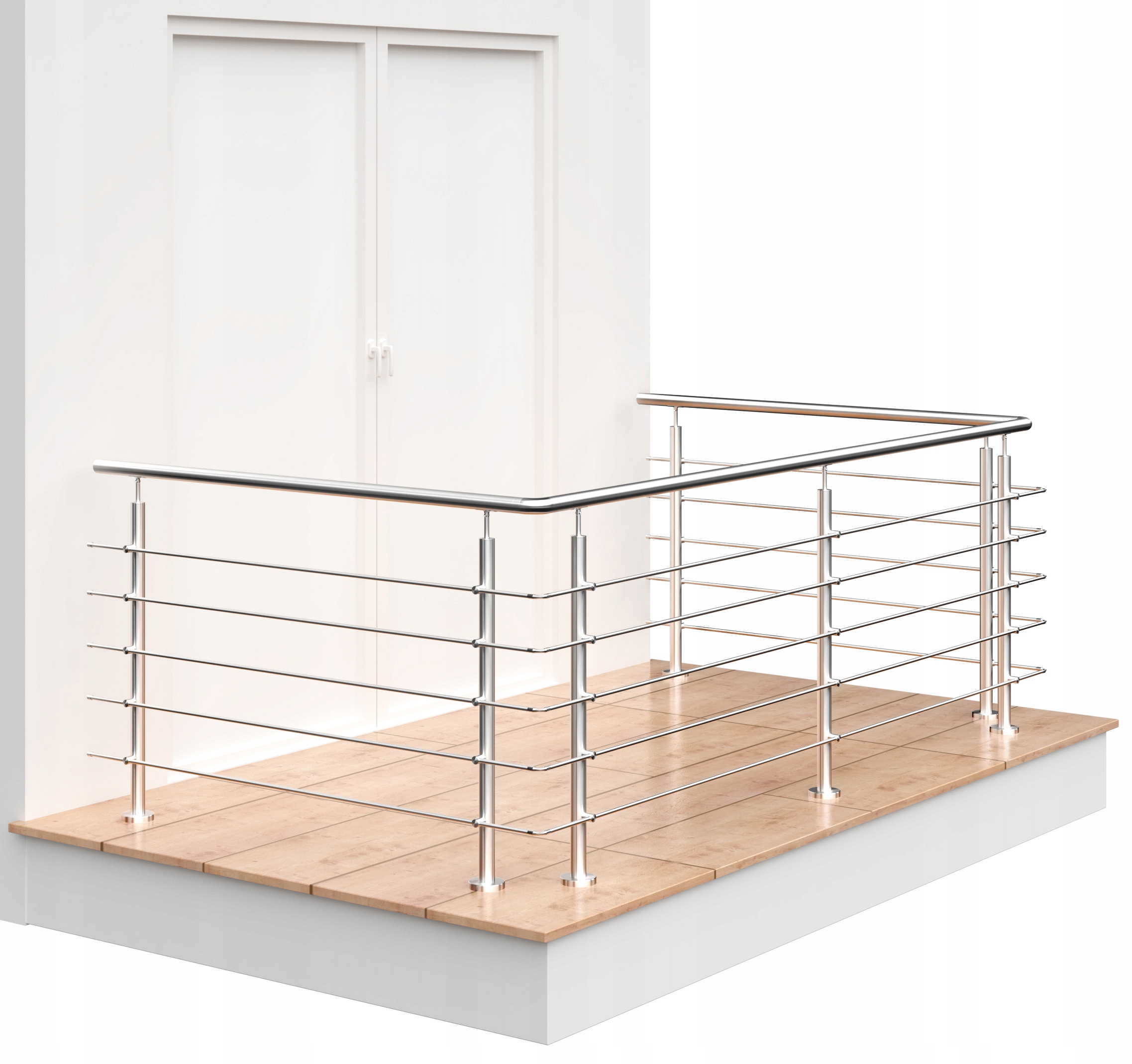 Balkónové zábradlí, konfigurace stran A-b-c, délka 8 metrů Aisi 304, brus